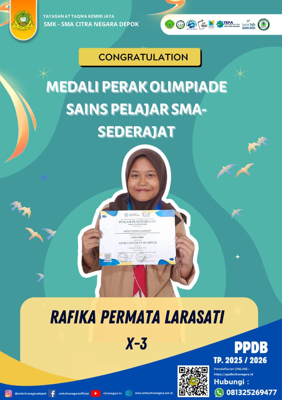 MEDALI PERAK OLIMPIADE SAINS PELAJAR SMA-SEDERAJAT 2024