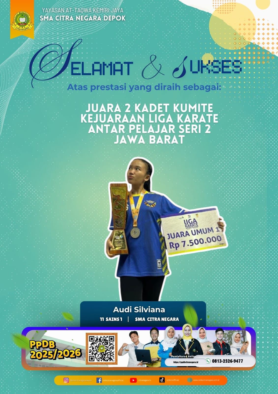 JUARA 2 KADET KUMITE KEJUARAAN LIGA KARATE ANTAR PELAJAR SERI 2 JAWA BARAT