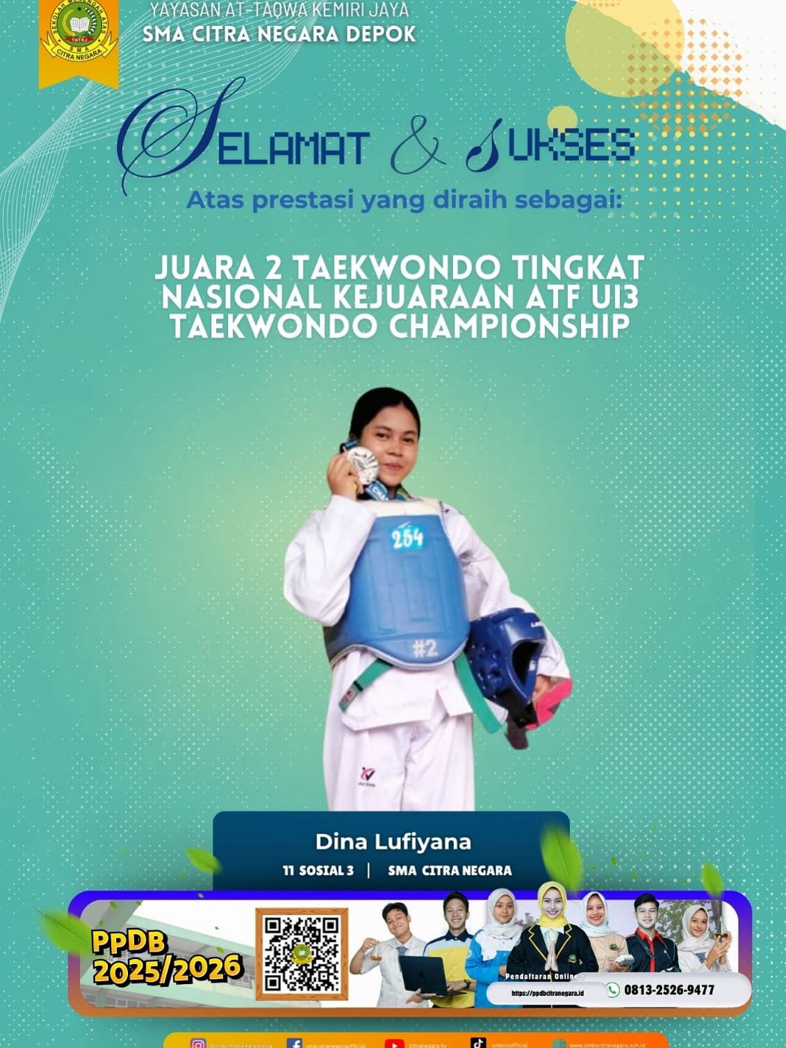 JUARA 2 TAEKWONDO TINGKAT NASIONAL – KEJUARAAN ATF UI3 TAEKWONDO CHAMPIONSHIP