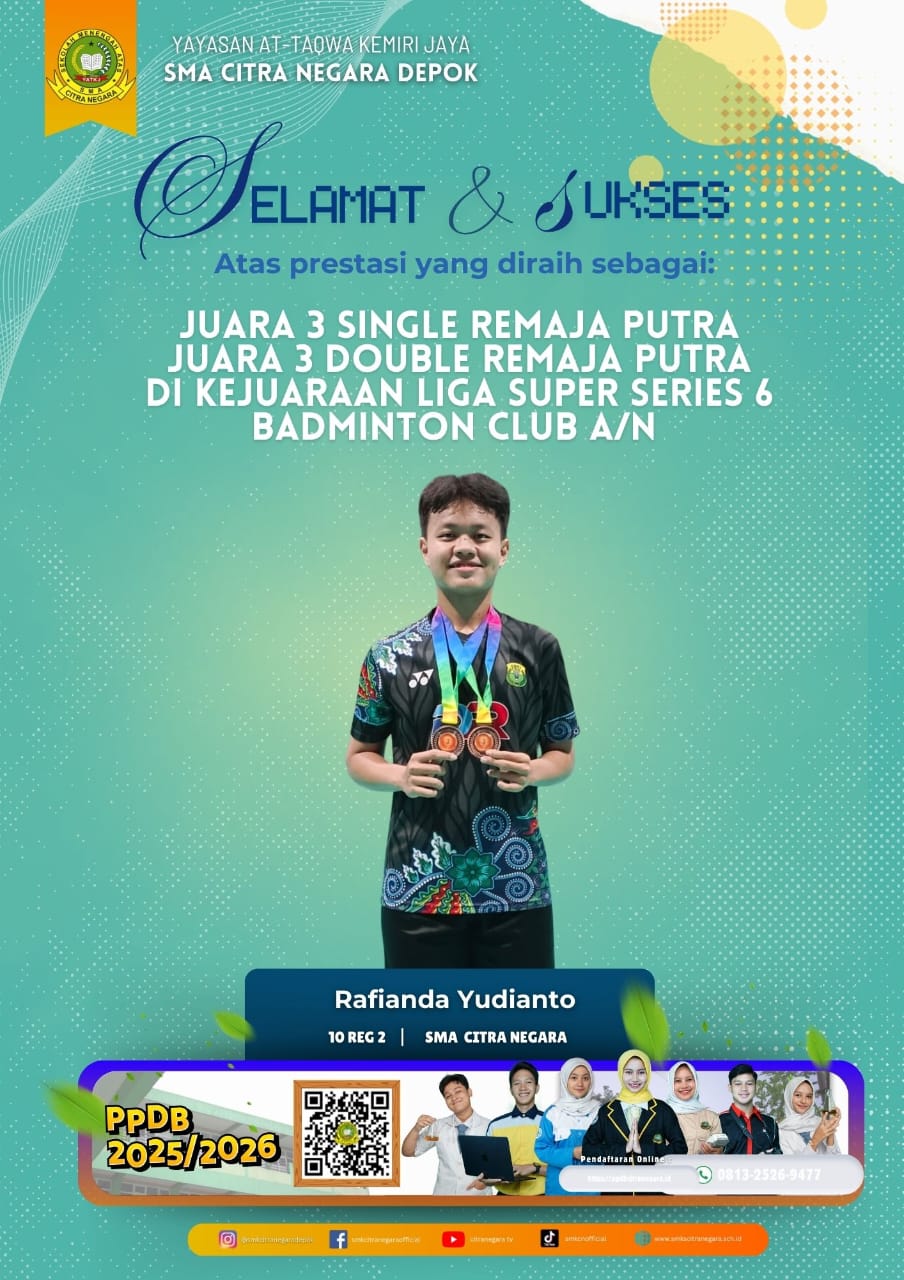 DUA MEDALI SEKALIGUS! JUARA 3 SINGLE DAN DOUBLE REMAJA PUTRA PADA KEJUARAAN LIGA SUPER SERIES 6 BADMINTON CLUB A/N