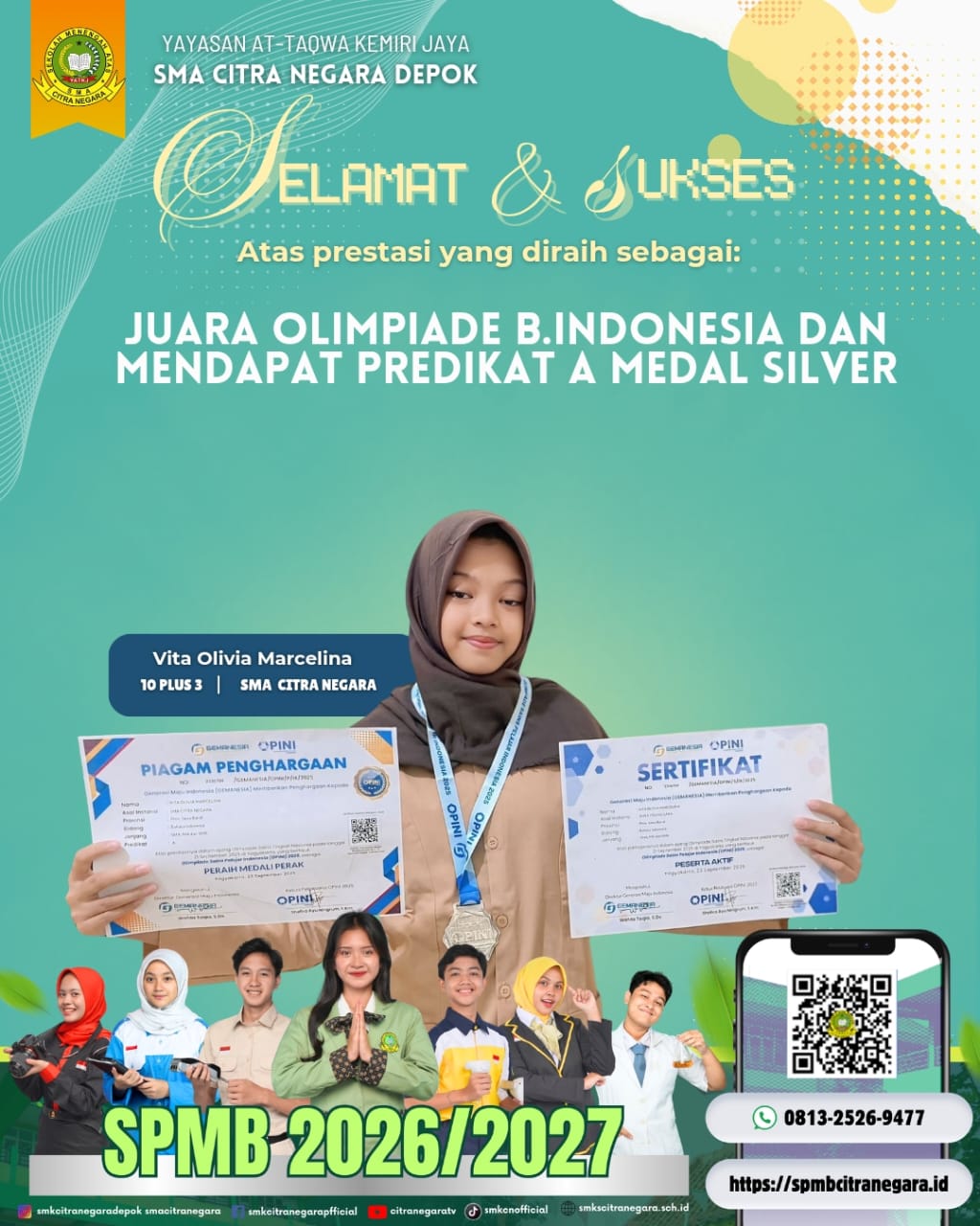 JUARA OLIMPIADE BAHASA INDONESIA PREDIKAT A & MEDALI SILVER